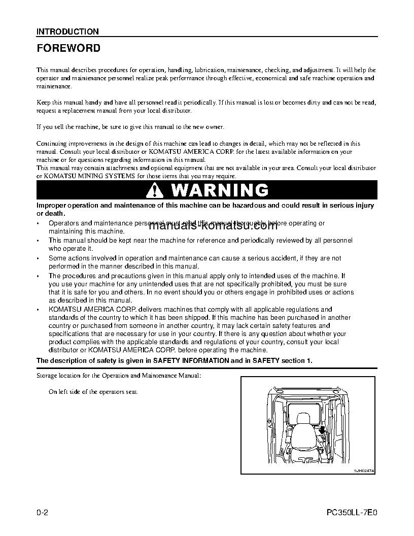 Protected: PC350LL-7(USA)-TIER 3 S/N A50001-UP Operation manual (English)