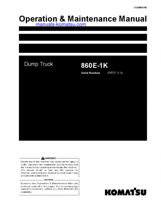 860E-1(USA)-K S/N A30031-UP Operation manual (English)