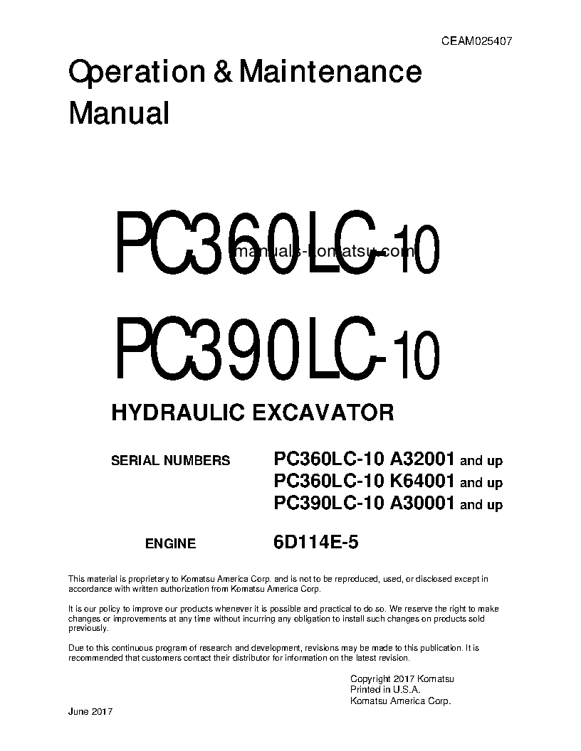 PC360LC-10(USA) S/N K64001-UP Operation manual (English)
