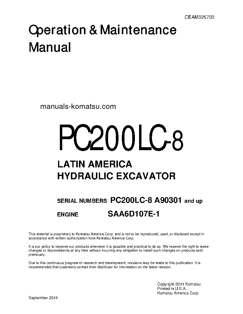 PC200LC-8(USA) S/N A90301-UP Operation manual (English)