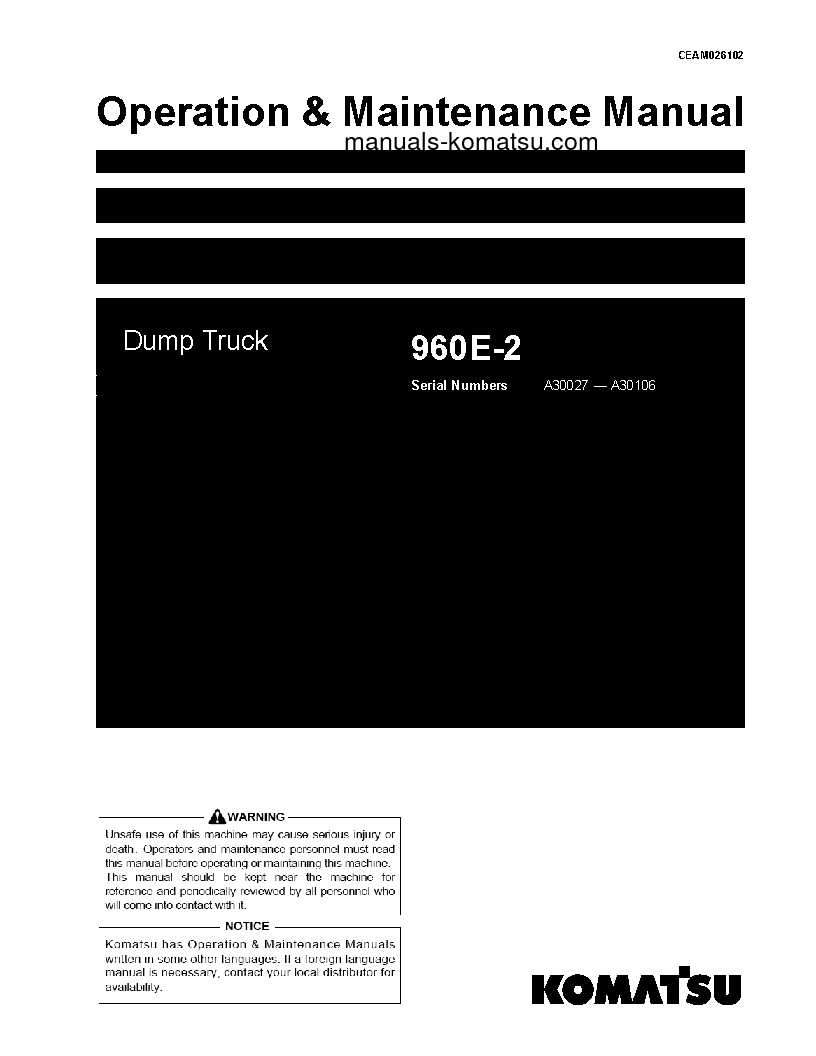 960E-2(USA) S/N A30027-UP Operation manual (English)