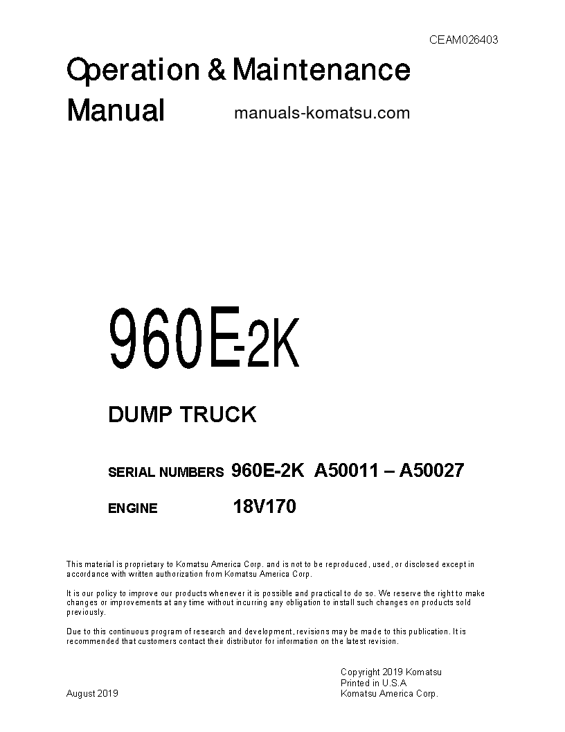960E-2(USA)-K S/N A50011-A50027 Operation manual (English)