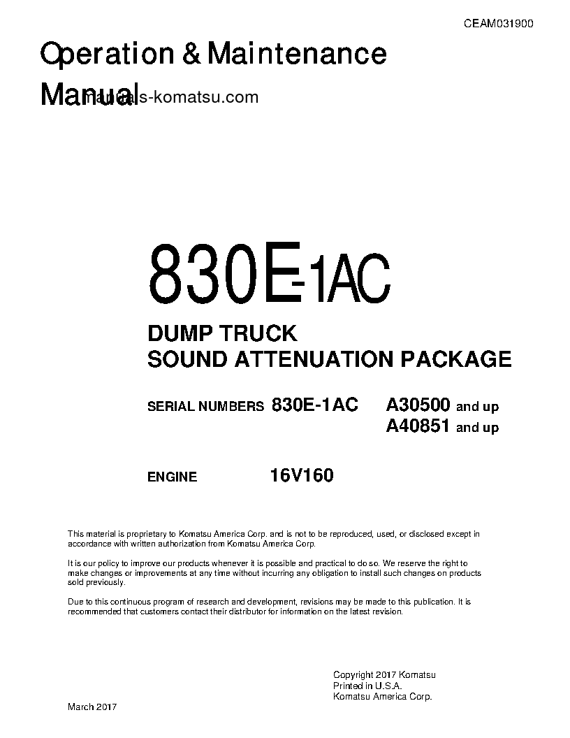830E-1(USA)-AC S/N A40851-UP Operation manual (English)