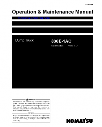 830E-1(USA)-AC S/N A40851-A40961 Operation manual (English)
