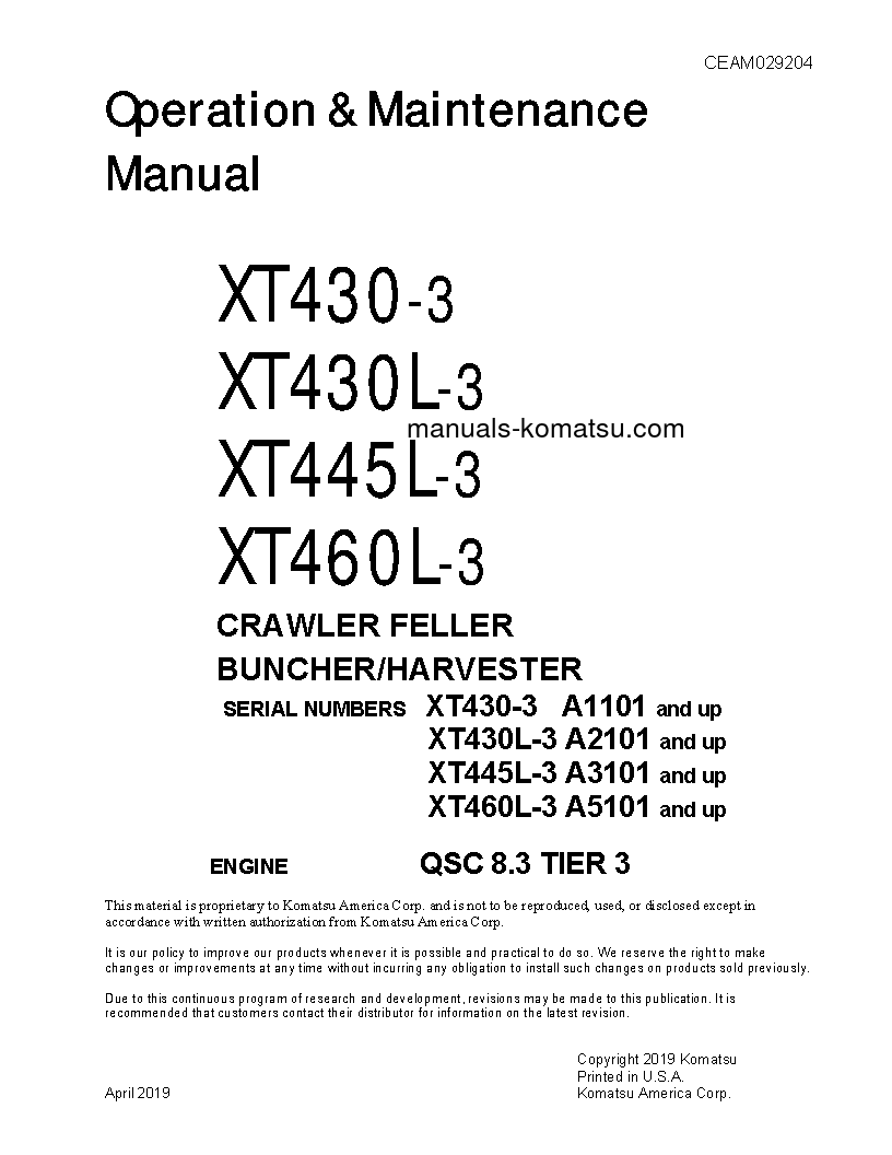 XT430-3(USA) S/N A1101-UP Operation manual (English)