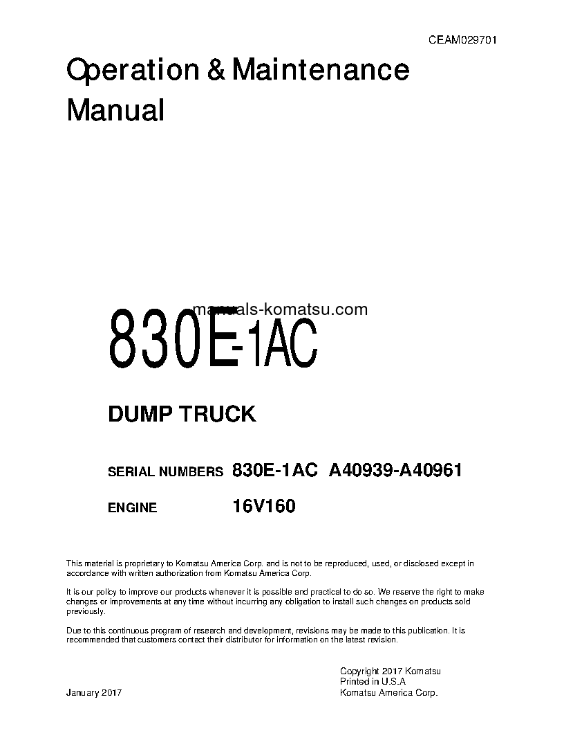 830E-1(USA)-AC S/N A40939-A40961 Operation manual (English)