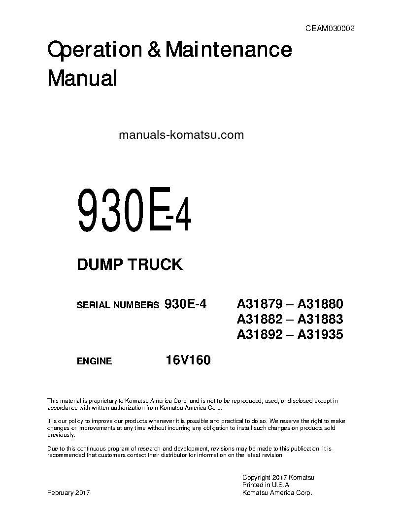 930E-4(USA) S/N A31892-A31935 Operation manual (English)