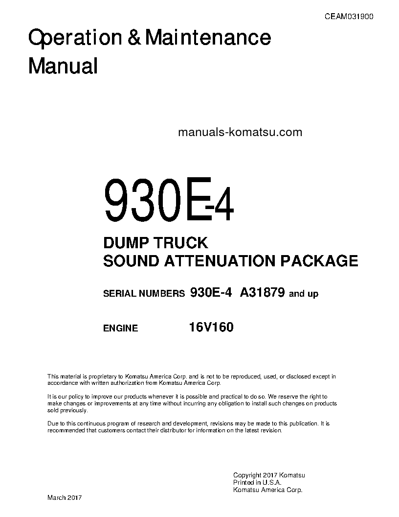 930E-4(USA) S/N A31879-UP Operation manual (English)