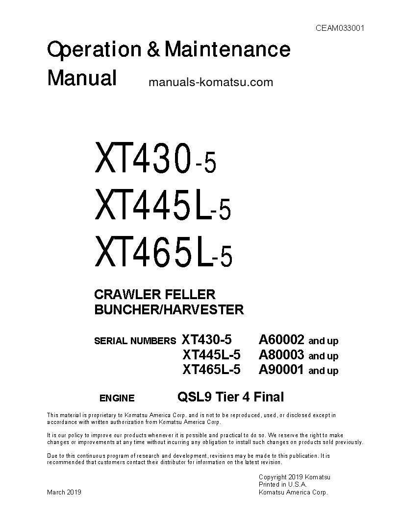 XT430-5(USA) S/N A60002-UP Operation manual (English)