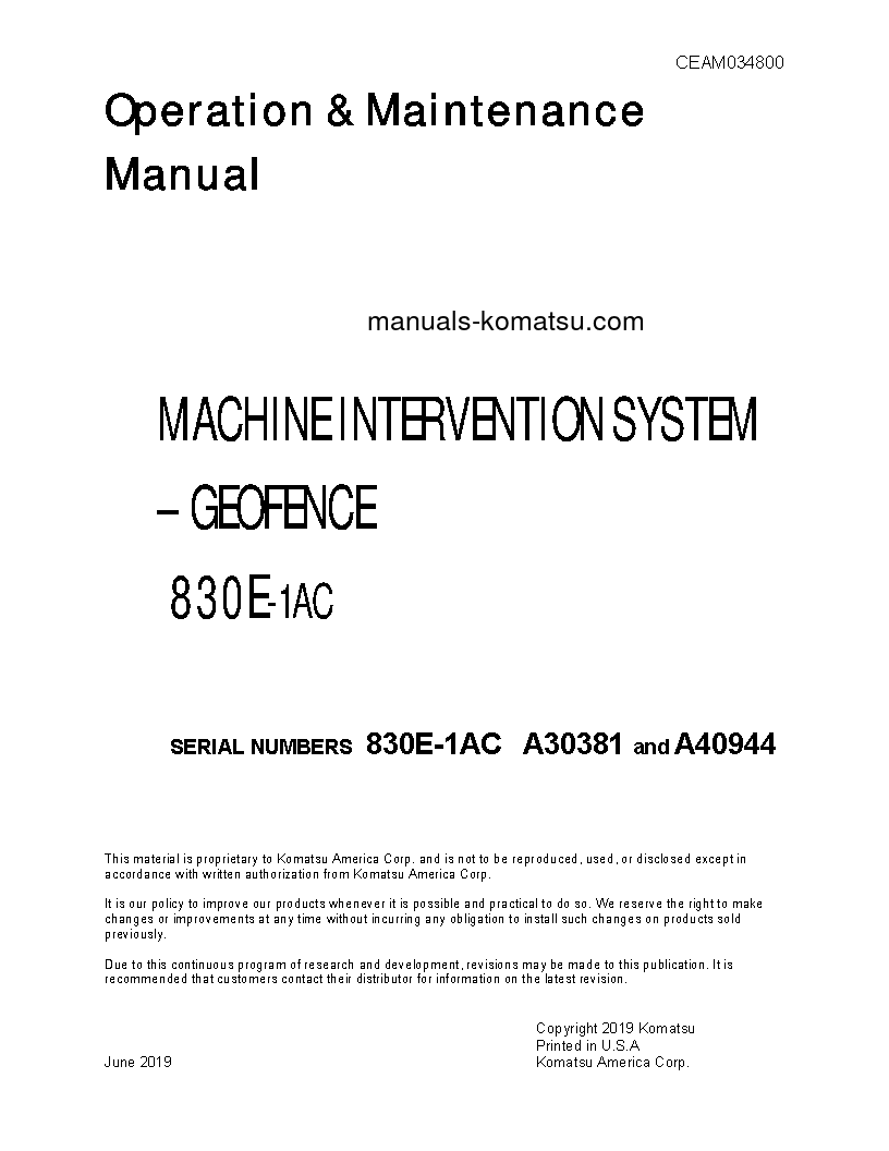 830E-1(USA)-AC S/N A30381 Operation manual (English)