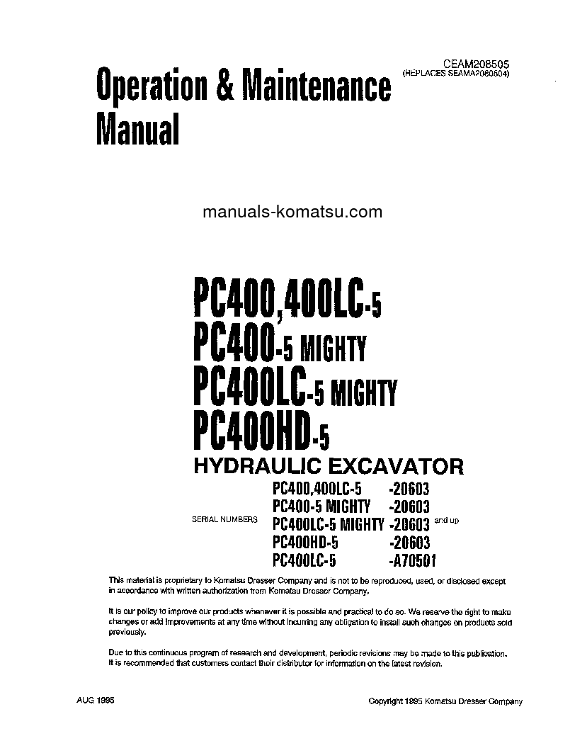 PC400LC-5(JPN) S/N 20603-UP Operation manual (English)