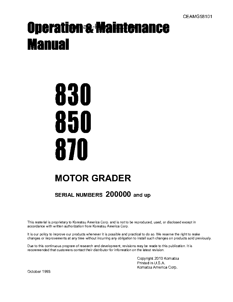 870 S/N 200000-201999 Operation manual (English)