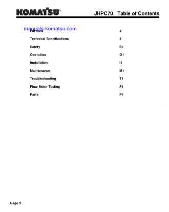 JHPC70(USA) S/N ALL Operation manual (English)