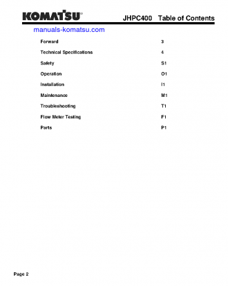 JHPC400(USA) S/N ALL Operation manual (English)