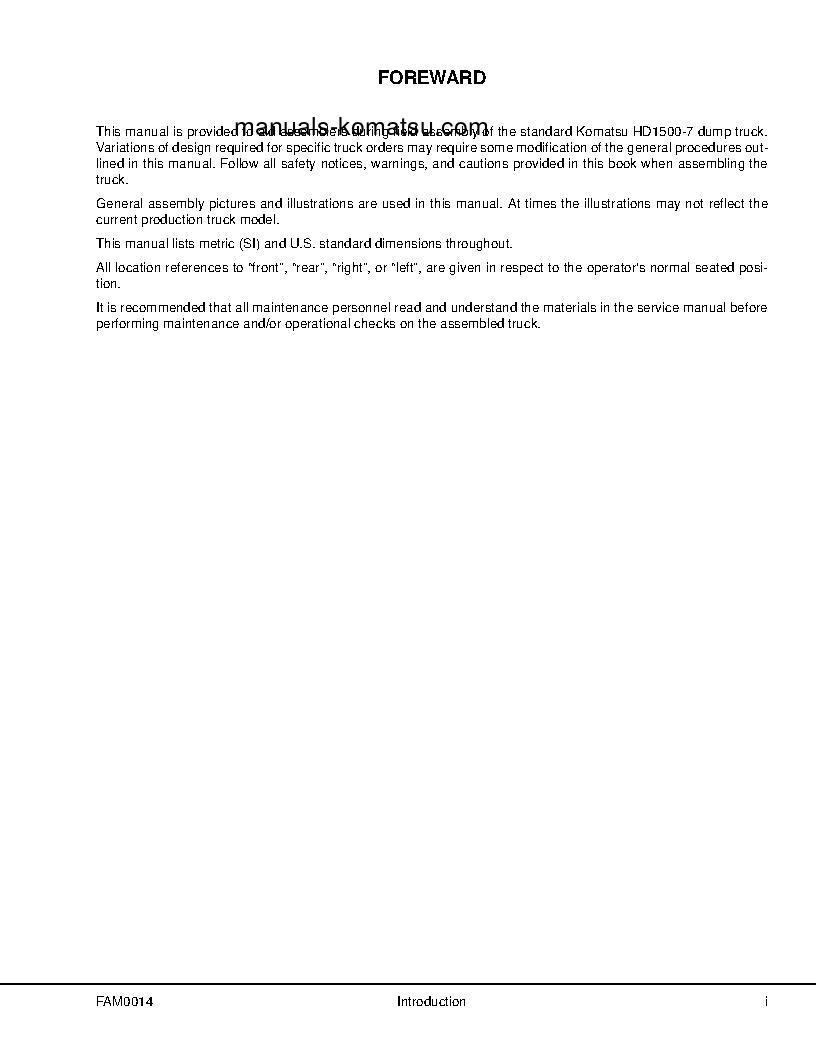 Protected: HD1500-7(USA)-W/ SDA12V160 S/N A30001-UP Field assembly manual (English)