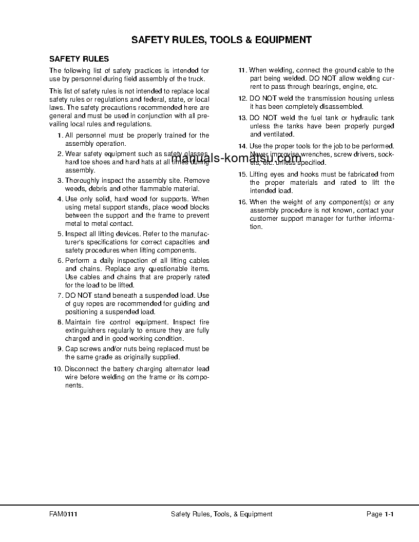 Protected: HD1500-7(USA)-W/ SDA12V160 S/N A30001-UP Field assembly manual (English)