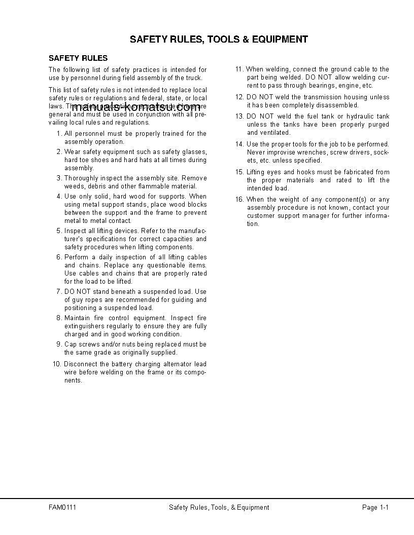 Protected: HD1500-7(USA) S/N A30001-A30108 Field assembly manual (English)