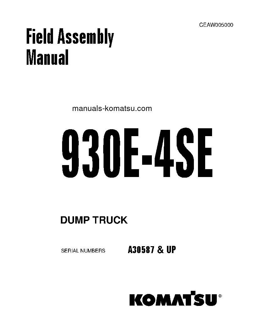 930E-4(USA)-SE S/N A30587-A30756 Field assembly manual (English)