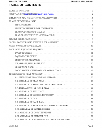 WA800-3(USA)-LC S/N A50001-UP Field assembly manual (English)