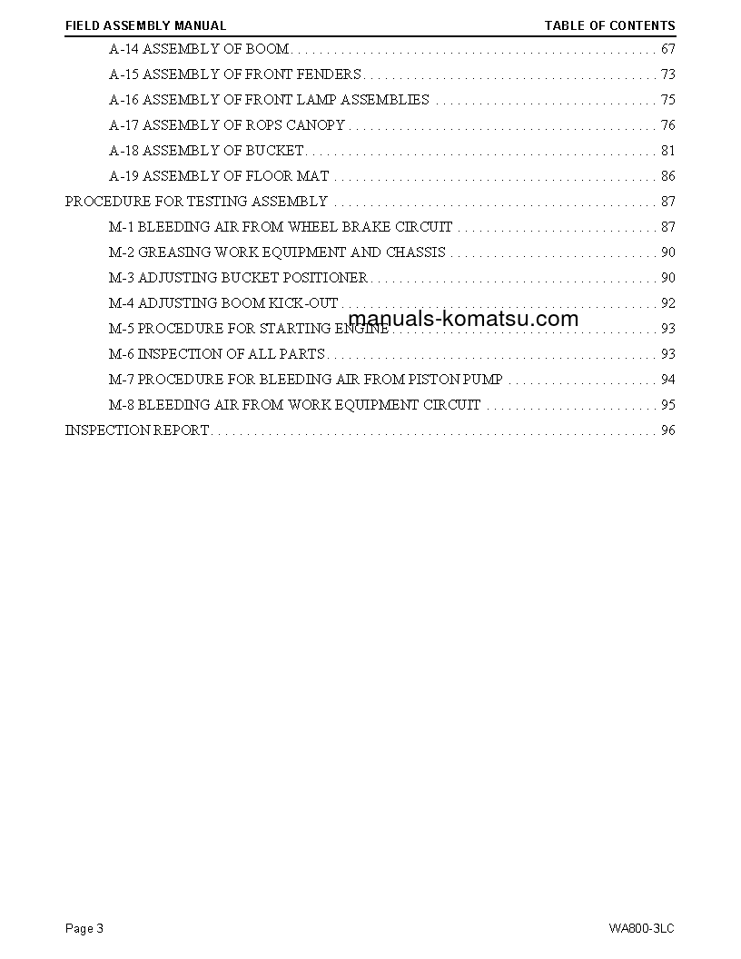 Protected: WA800-3(USA)-LC S/N A50001-UP Field assembly manual (English)