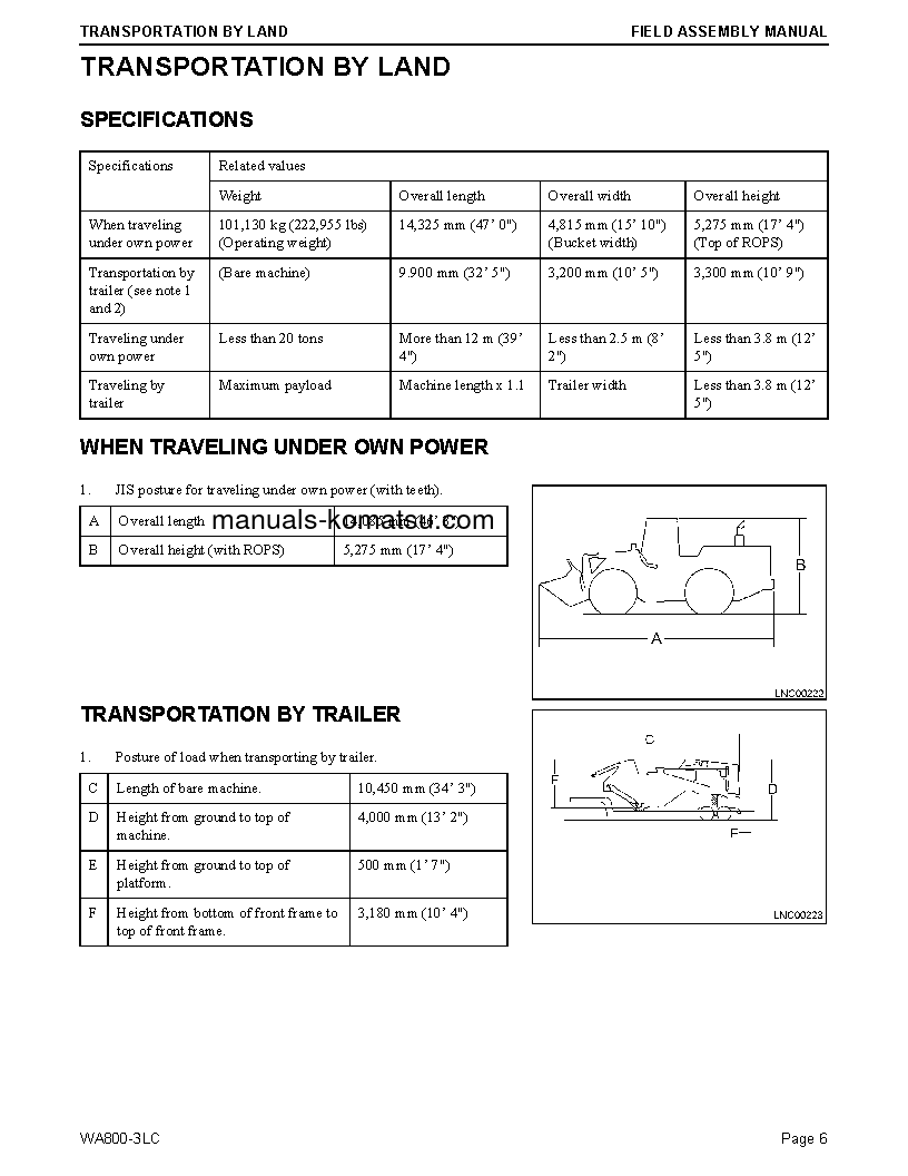Protected: WA800-3(USA)-LC S/N A50001-UP Field assembly manual (English)