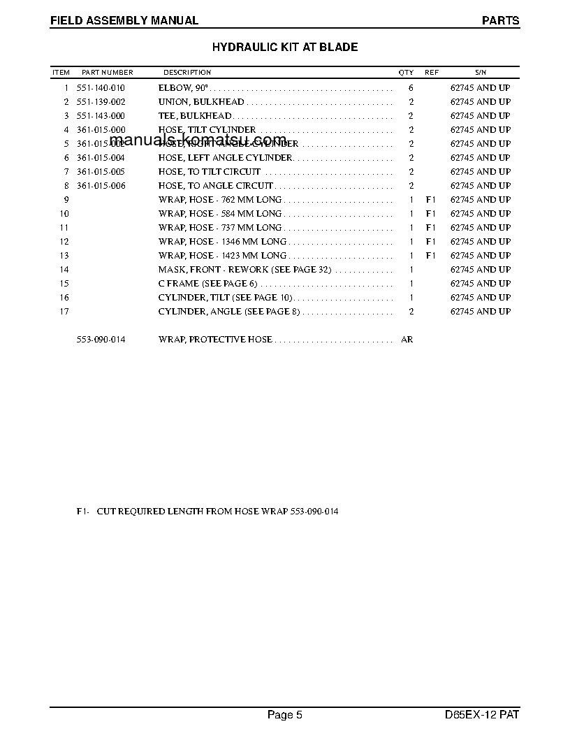 Protected: D65EX-12(JPN) S/N 62745-UP Field assembly manual (English)