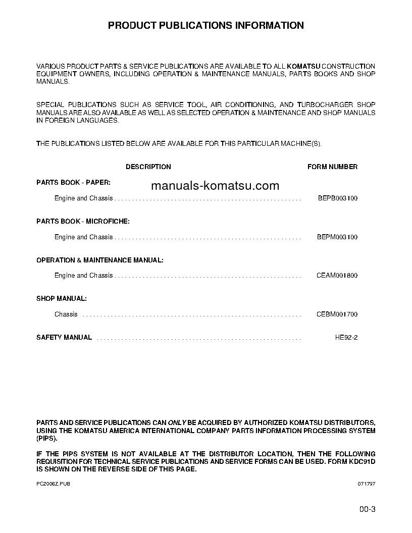 Protected: PC200Z-6(USA)-LE S/N A83001-UP Shop (repair) manual (English)