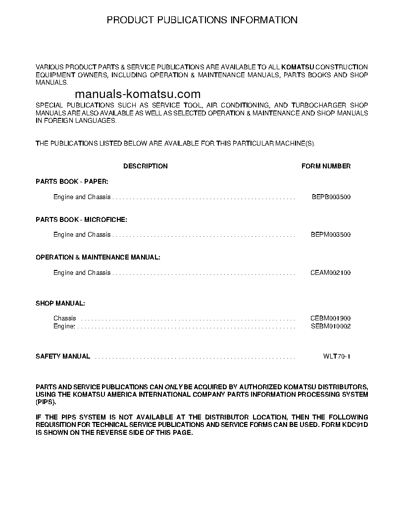 Protected: WA180PT-3(USA)-L S/N A85001-UP Shop (repair) manual (English)