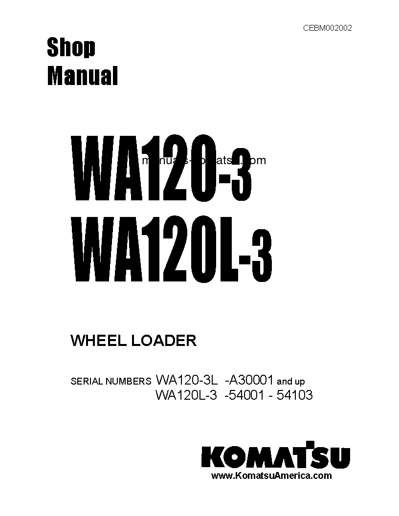 WA120L-3(JPN) S/N 54001-54103 Shop (repair) manual (English)