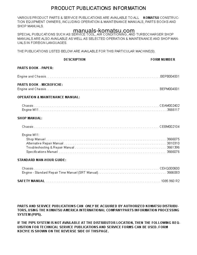 Protected: GD750A-1(USA) S/N 7001-UP Shop (repair) manual (English)