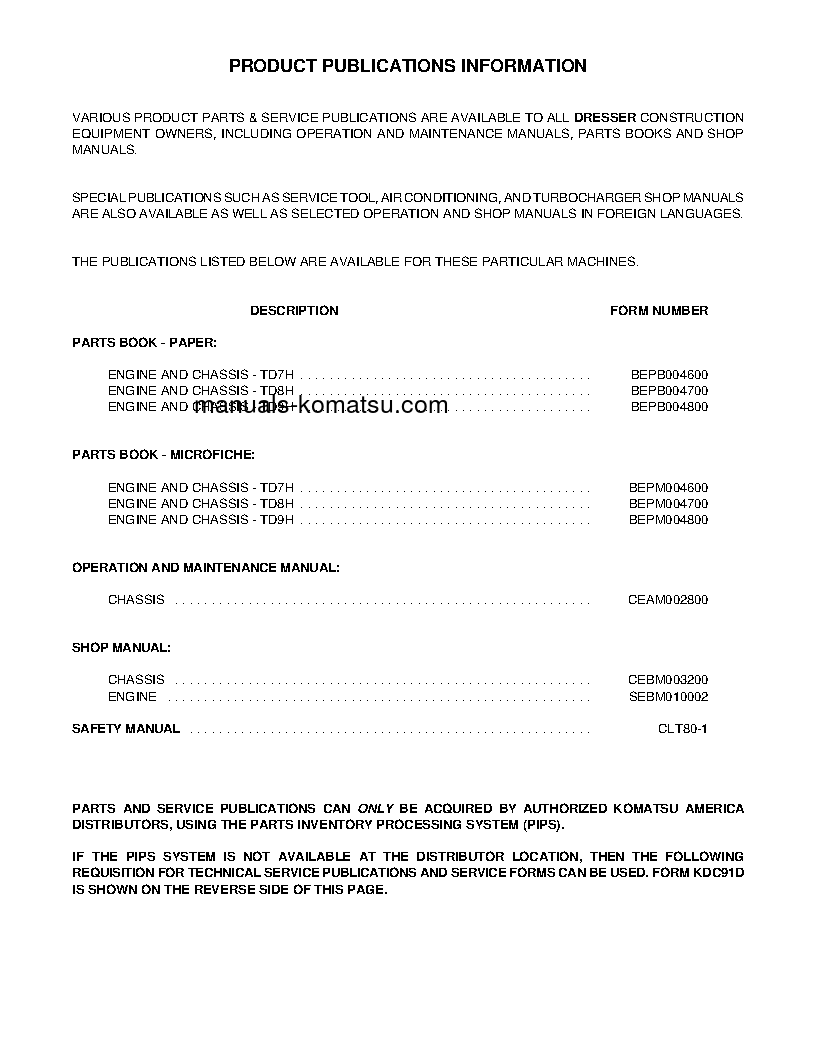 Protected: TD-9H S/N P046275-UP Shop (repair) manual (English)