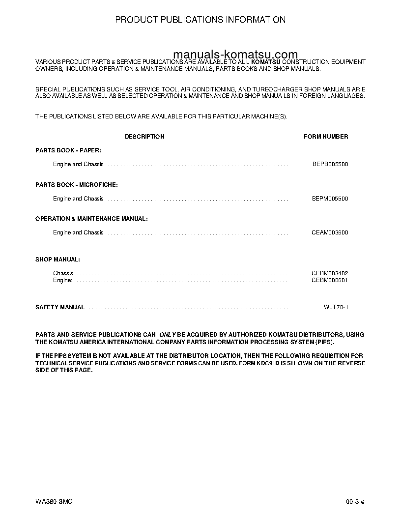 Protected: WA380-3(USA)-MC S/N A51001-UP Shop (repair) manual (English)