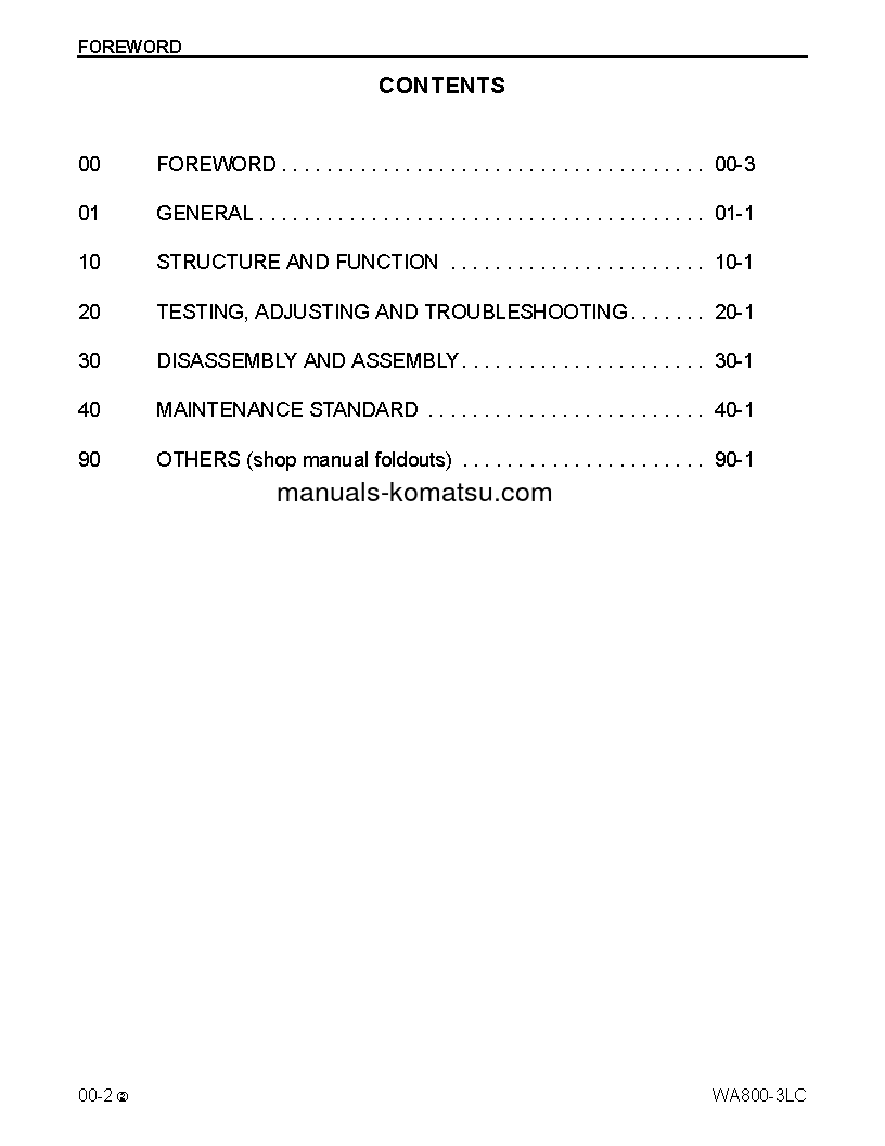 Protected: WA800-3(USA)-LC S/N A50001-UP Shop (repair) manual (English)