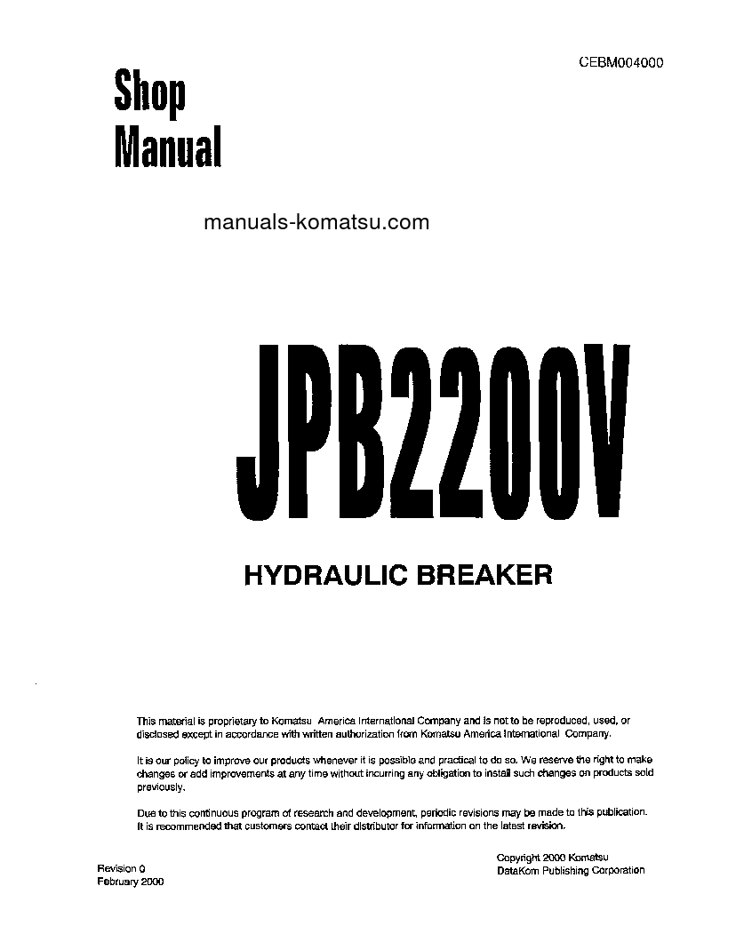 JPB2200V(USA) S/N ALL Shop (repair) manual (English)