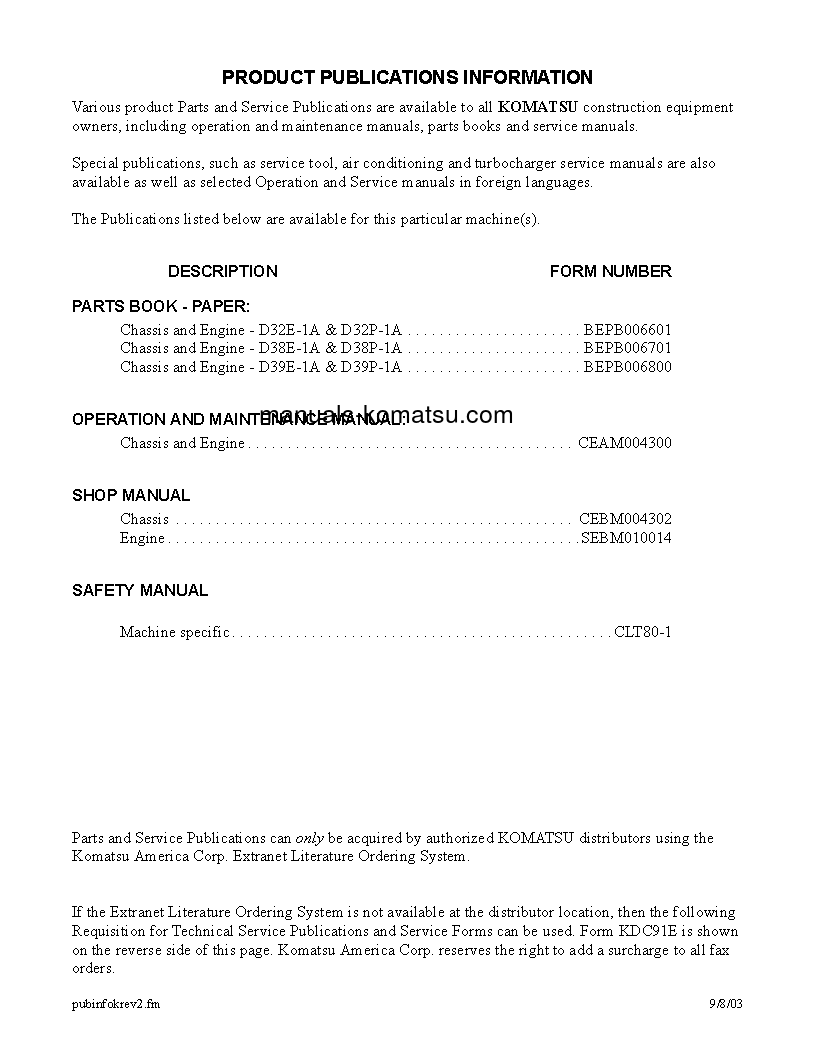 Protected: D38P-1(USA)-A S/N P086239-UP Shop (repair) manual (English)