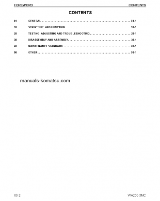 WA250-3(USA)-MC S/N A71001-UP Shop (repair) manual (English)