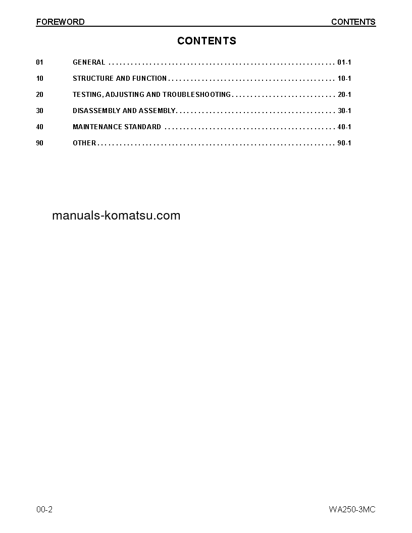 Protected: WA250-3(USA)-MC S/N A71001-UP Shop (repair) manual (English)
