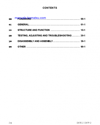 D87E-2(USA) S/N P090001-UP Shop (repair) manual (English)