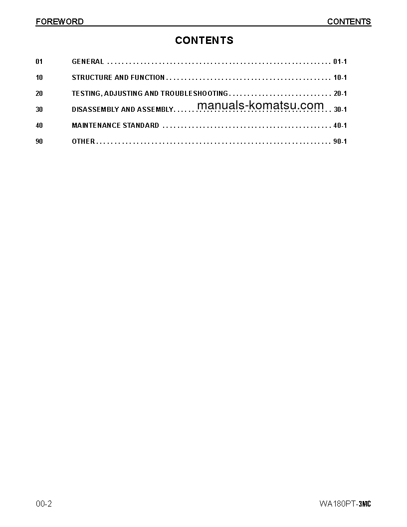 Protected: WA180PT-3(USA)-MC S/N A88001-UP Shop (repair) manual (English)
