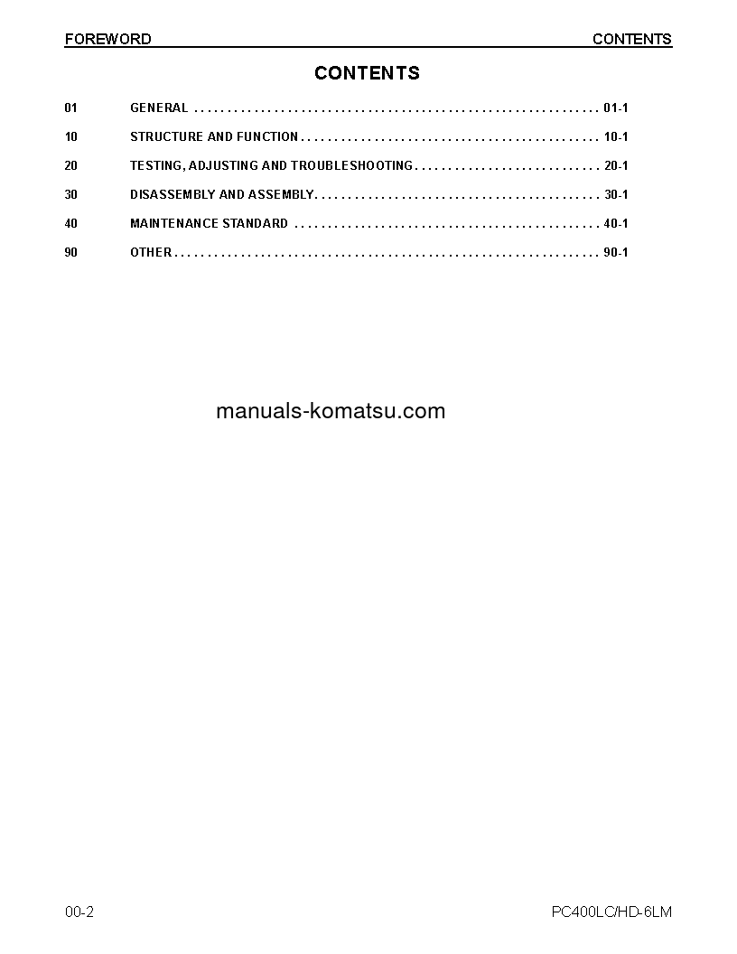 Protected: PC400LC-6(USA)-LM S/N A85001-UP Shop (repair) manual (English)