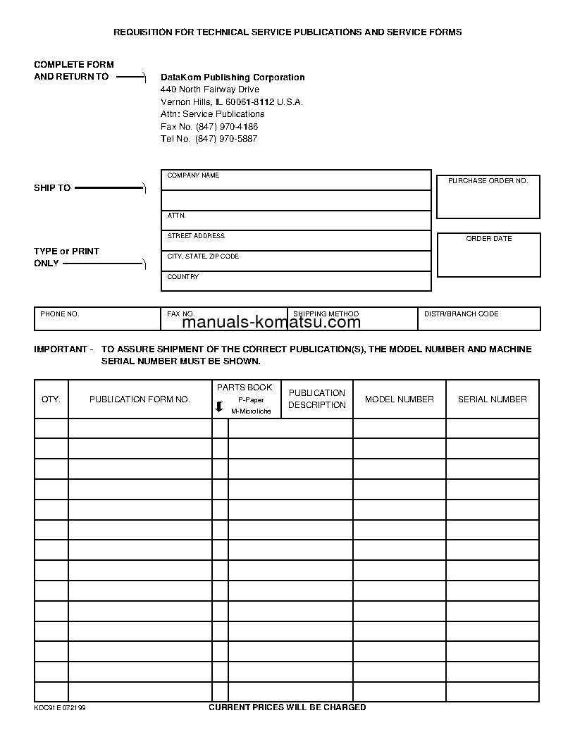 Protected: PC400LC-6(USA)-LM S/N A85001-UP Shop (repair) manual (English)
