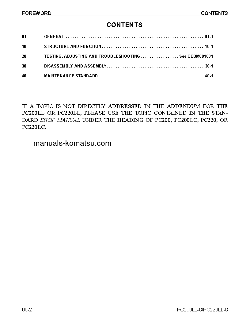 Protected: PC200LL-6(USA) S/N A85001-UP Shop (repair) manual (English)