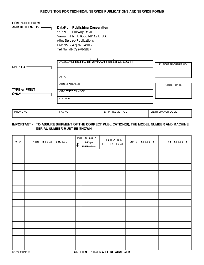 Protected: PC200LL-6(USA) S/N A85001-UP Shop (repair) manual (English)