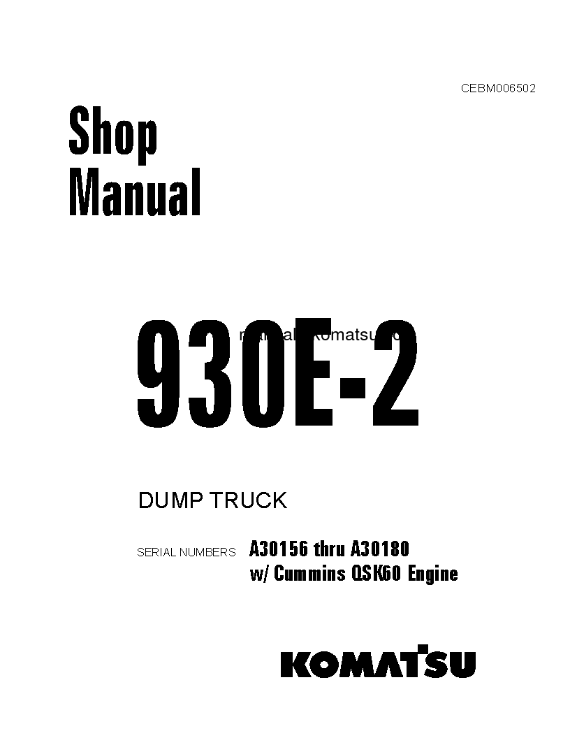 930E-2(USA)-3 S/N A30156-A30180 Shop (repair) manual (English)