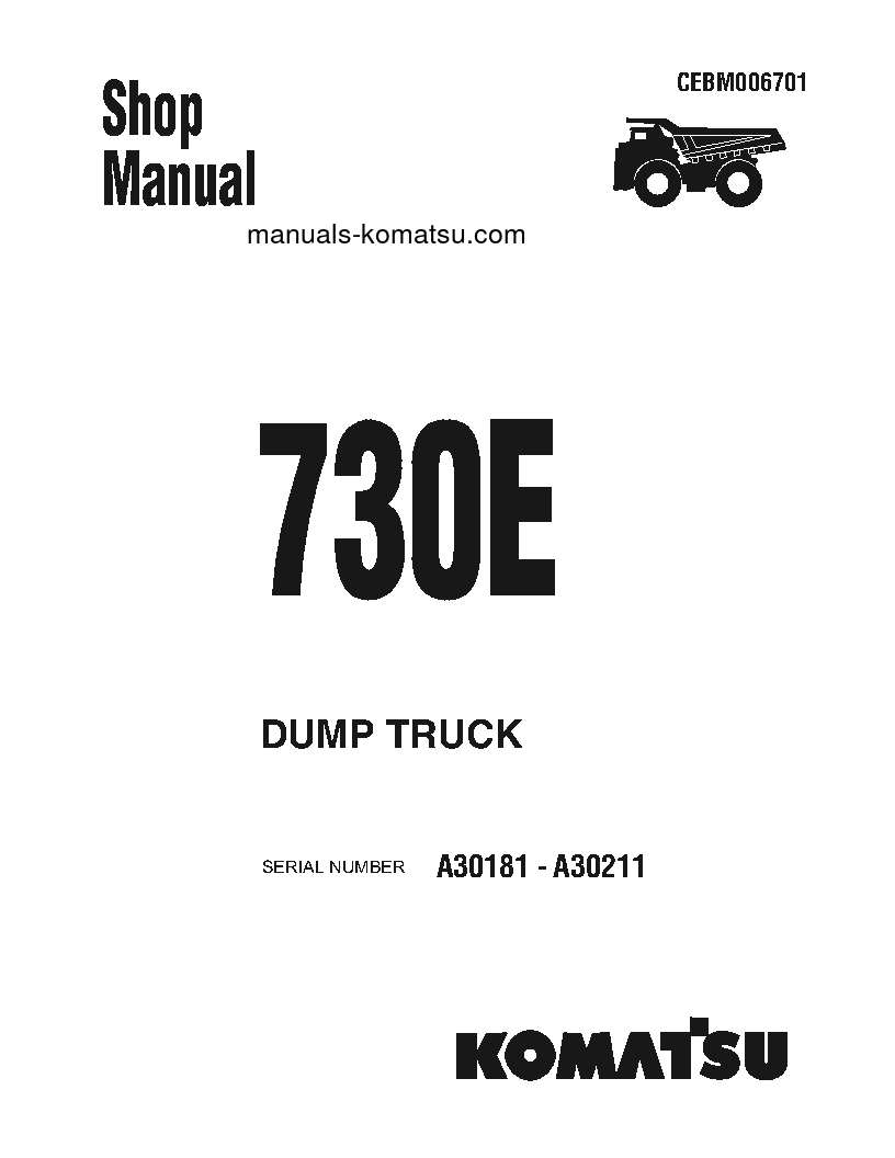 730E(USA) S/N A30181-A30211 Shop (repair) manual (English)