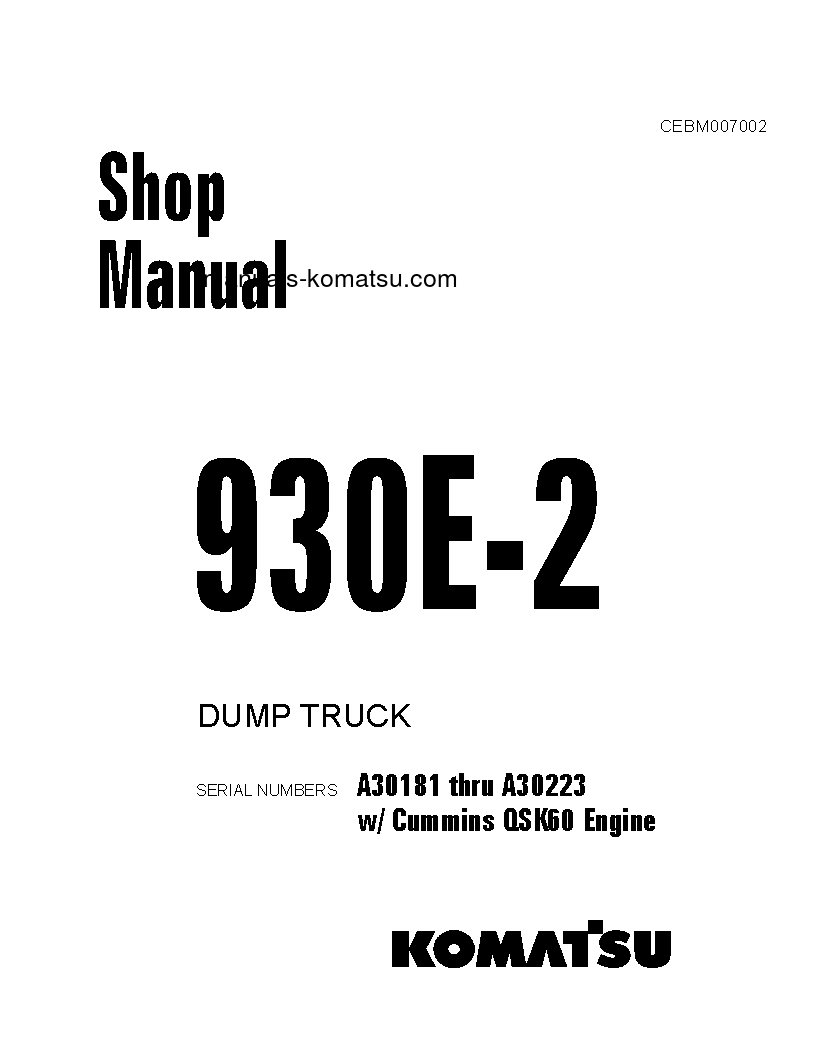 930E-2(USA)-3 S/N A30181-A30223 Shop (repair) manual (English)
