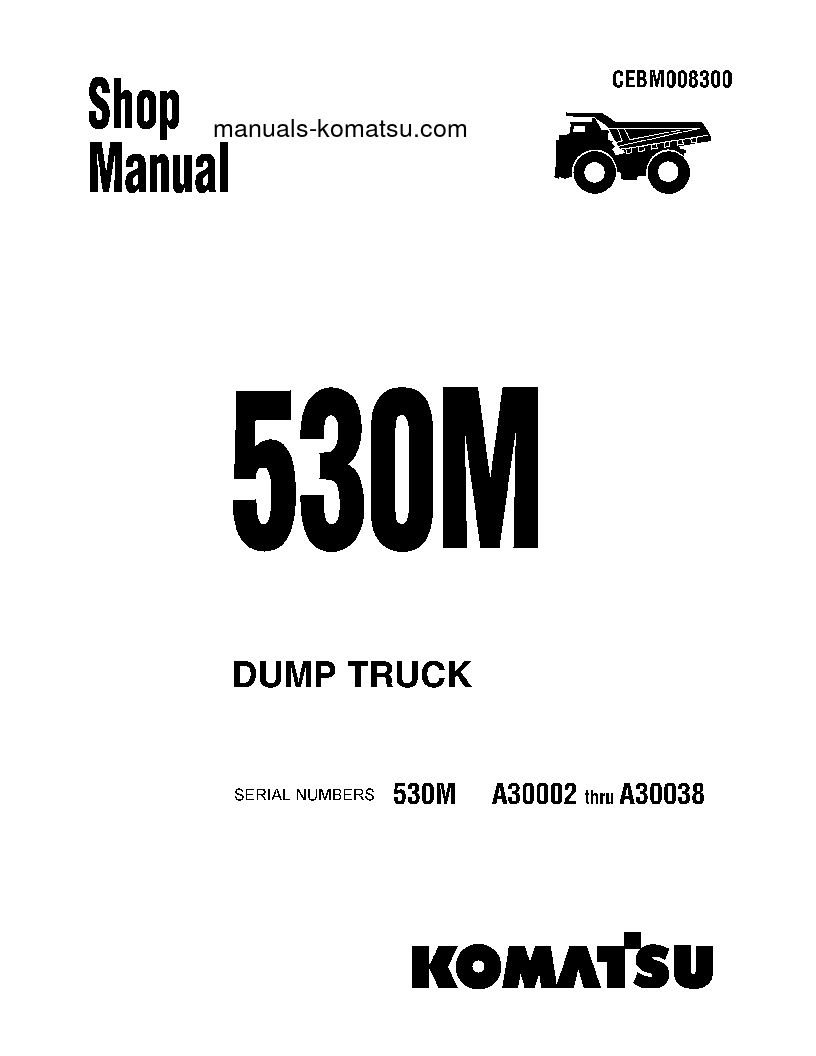 530M(USA) S/N A30002-A30038 Shop (repair) manual (English)
