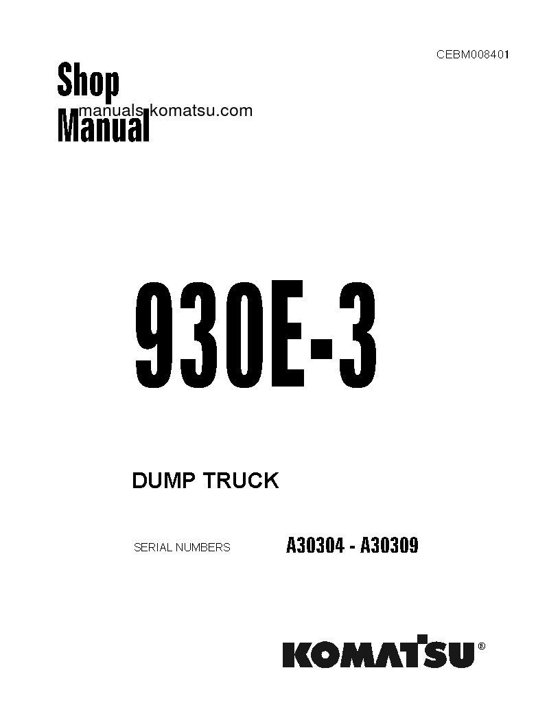 930E-3(USA) S/N A30304-A30309 Shop (repair) manual (English)