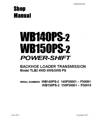 WB140PS-2(ITA) S/N TRANS`N 140F50001-140F50091 Shop (repair) manual (English)