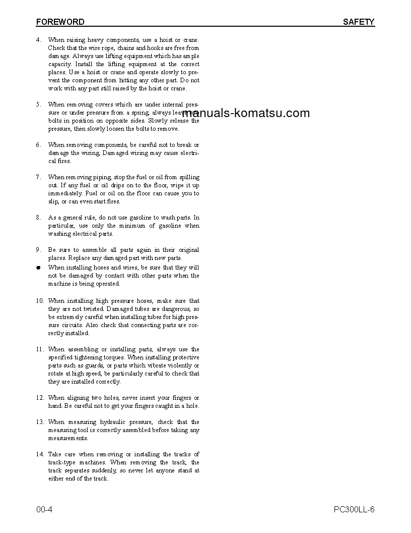 Protected: PC300LL-6(USA) S/N A84001-UP Shop (repair) manual (English)